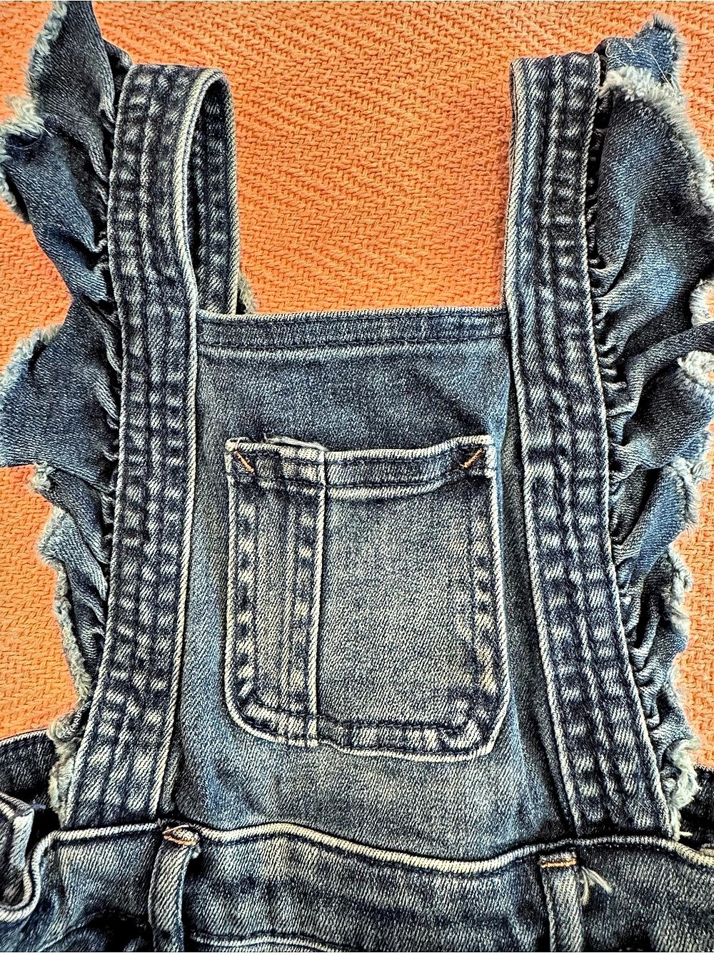 art & class Girls 2T Denim Ruffle Overalls